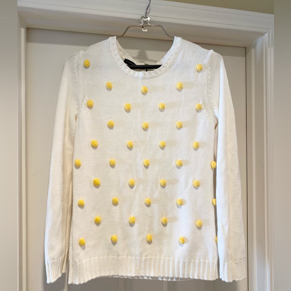 Talbots Yellow Polka Dot Sweater LIKE NEW!